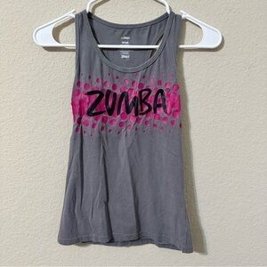 Zumba Fitness Tank Top Gray Pink Racerback Exercise Dance Athletic Sporty
